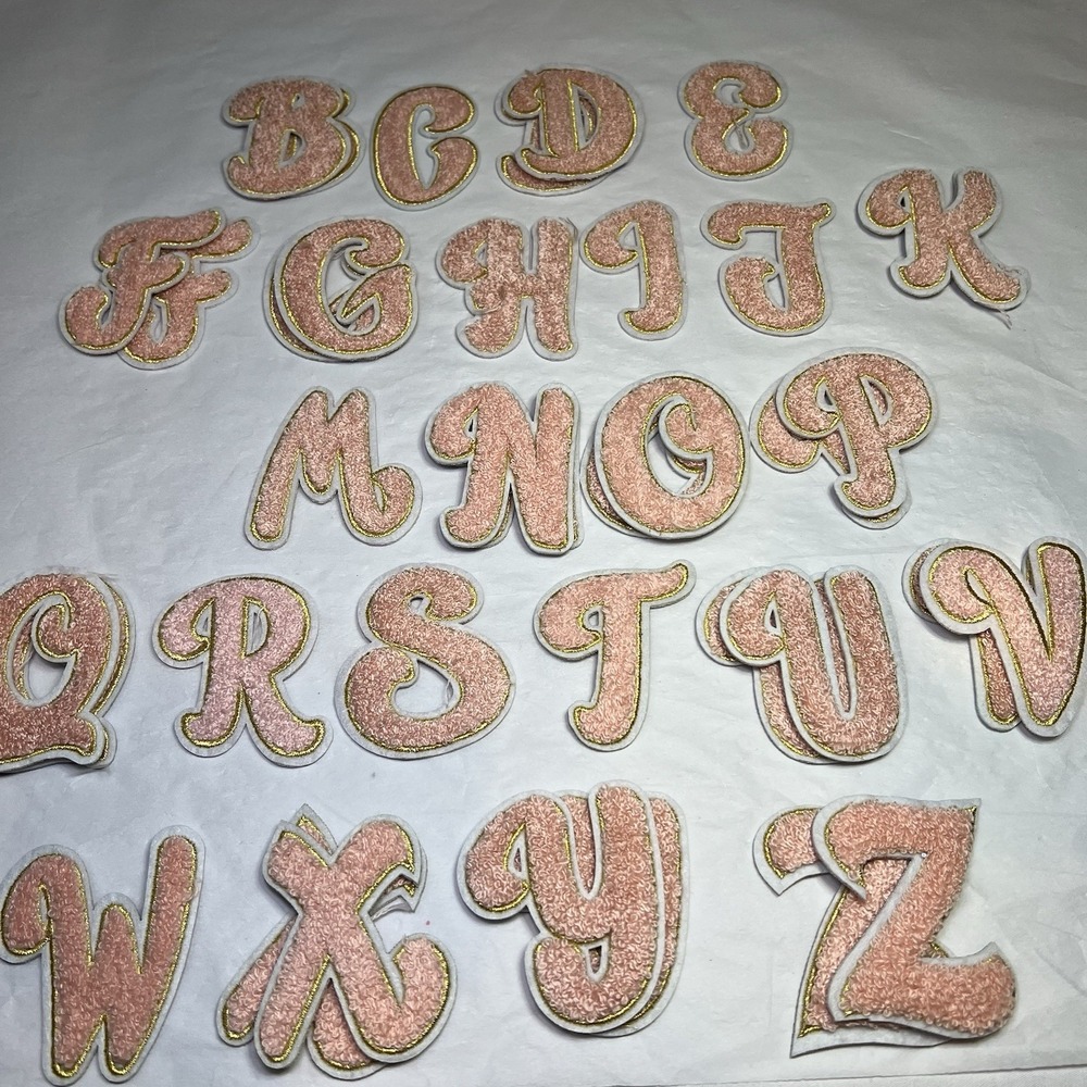 3" Tall Embroidered Letter Patches For Crafts‎ Glittery Silver & White Iron On